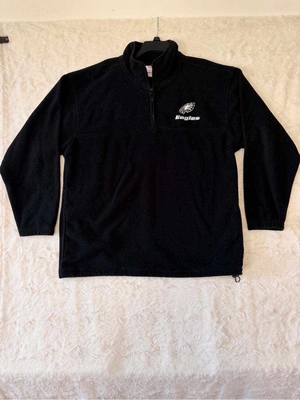 Vintage NFL Philadelphia Eagles Fleece Quarter Zip Pullover XL Black Embroidered
